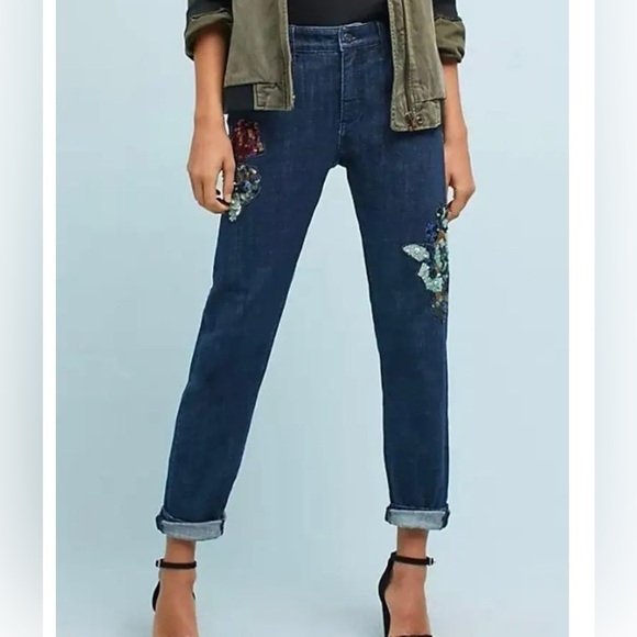 Anthropologie Denim - NWT PILCRO AND THE LETTERPRESS 32 Slim boyfriend sequined floral stretch jean
